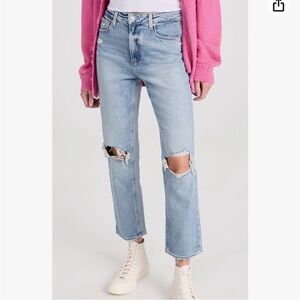 Paige Noella High Rise Distressed Cropped Jeans – Blue, Size 26